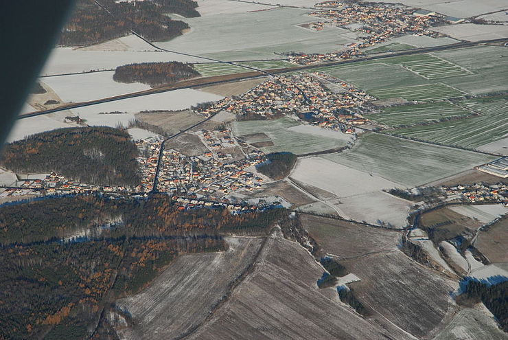 Zimní letecký snímek Braškova